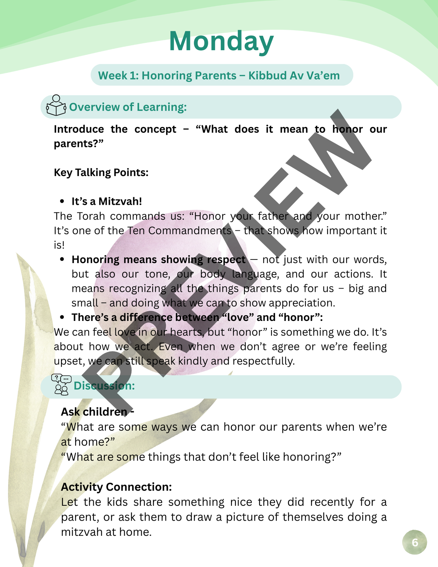 Mitzvos Garden Week 1: Honoring Parents – Kibbud Av Va’em