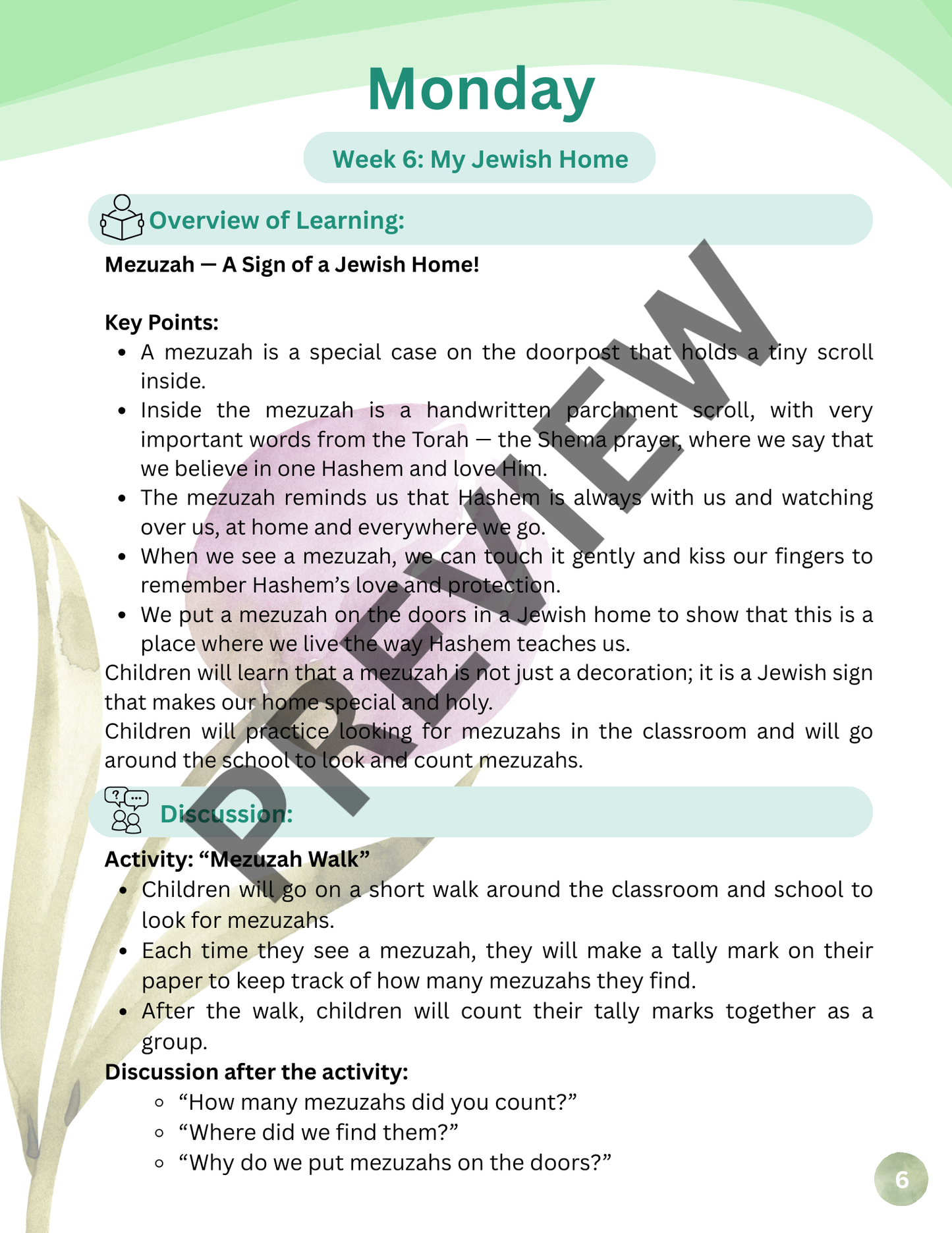 Mitzvos Garden Week 6: My Jewish Home